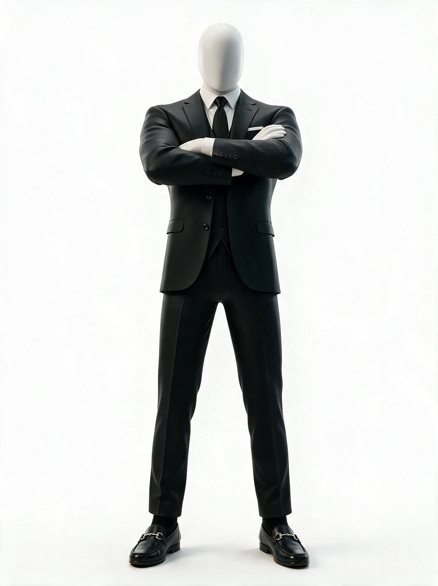 the usertrust mascot, full length, on its white studio ground